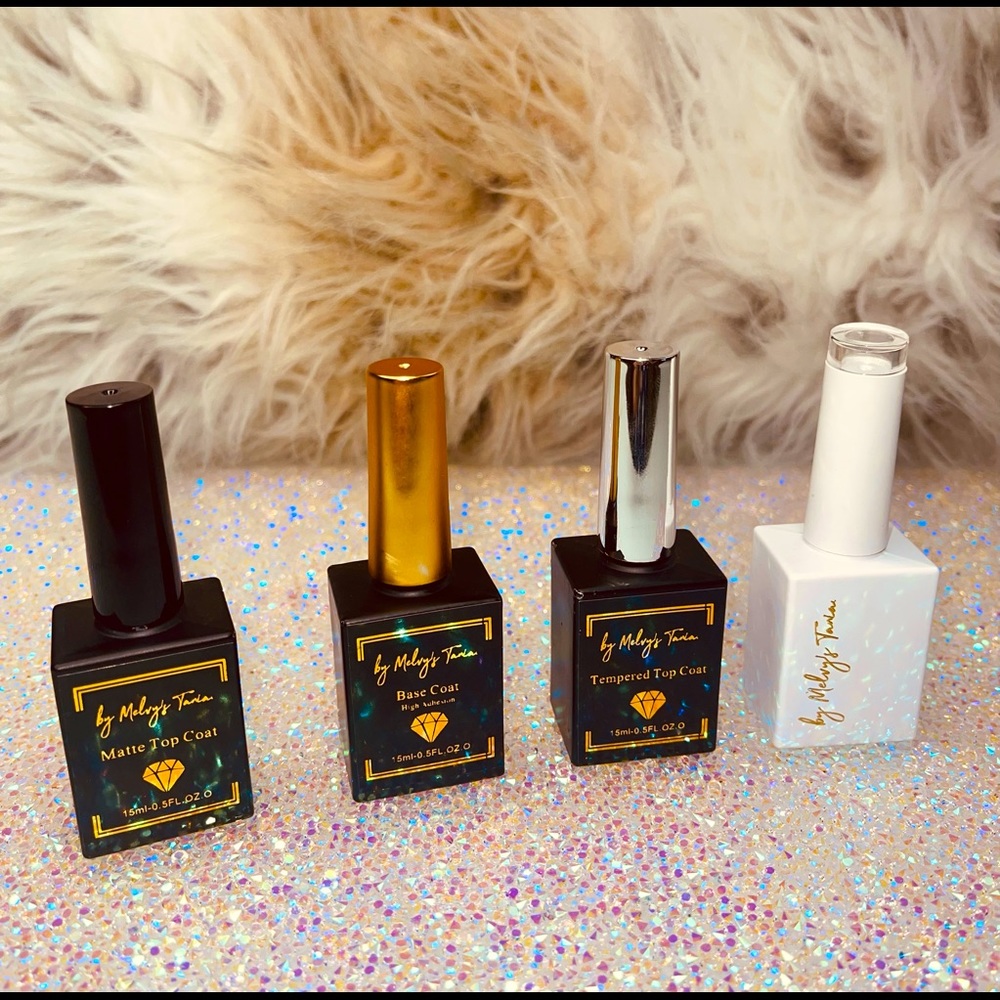 Gel high adhesive base coat,Tempered top coat, diamond,top coat and matte top
